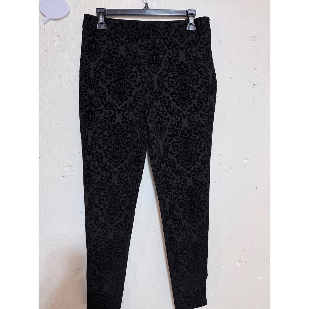 Romeo + Juliet Couture Black Damask Flocked Velvet Ankle Pants Size M NWT